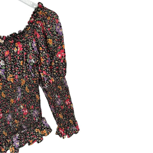 ByTiMo Tuckernuck Small Smocked 3/4 Sleeve Blouse Bright Field Dark Florals - Picture 6 of 10